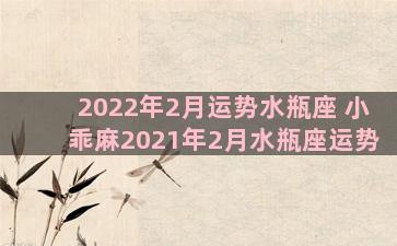 2022年2月运势水瓶座 小乖麻2021年2月水瓶座运势